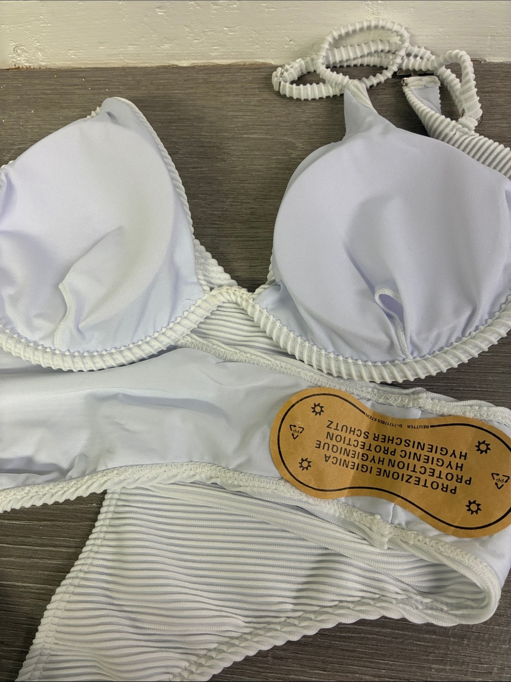 White Ribbed Two-Piece Bikini Set - Picture 9 of 12